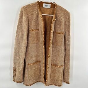 Christian A. Brown knit swe blazer cardigan jacket size M